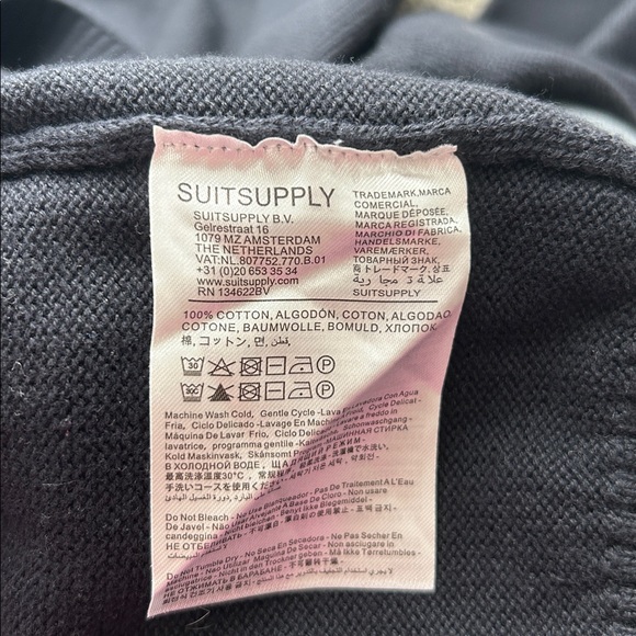 Suitsupply Men's Crewneck Long Sleeve Sweater 100% Cotton Black Size  XL - Picture 7 of 10